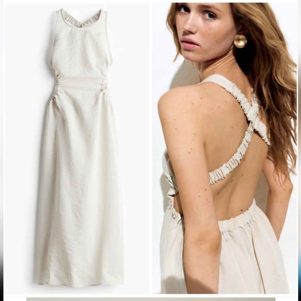 Cream Backless Maxi Dress